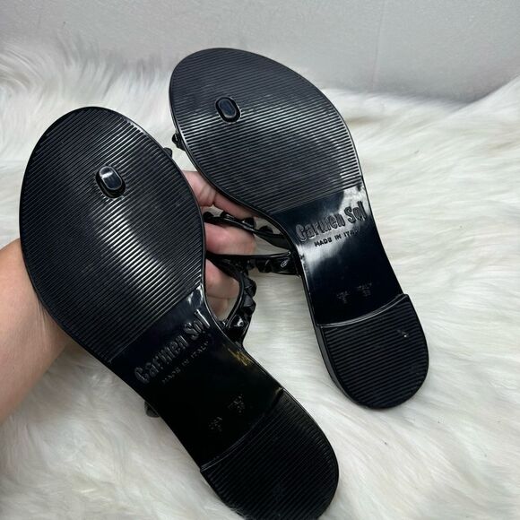 Carmen Sol Maria Studded Flat Jelly Sandals Black 39 - Picture 3 of 5